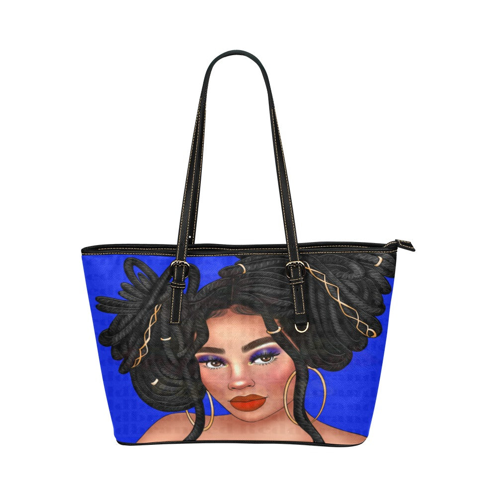 Blue Dread Girl Purse Leather Tote Bag/Large