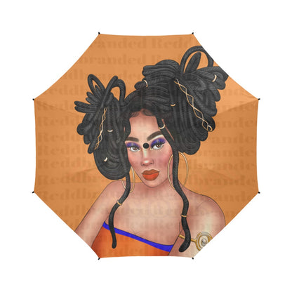 Orange Dread Girl Umbrella Semi-Automatic Foldable