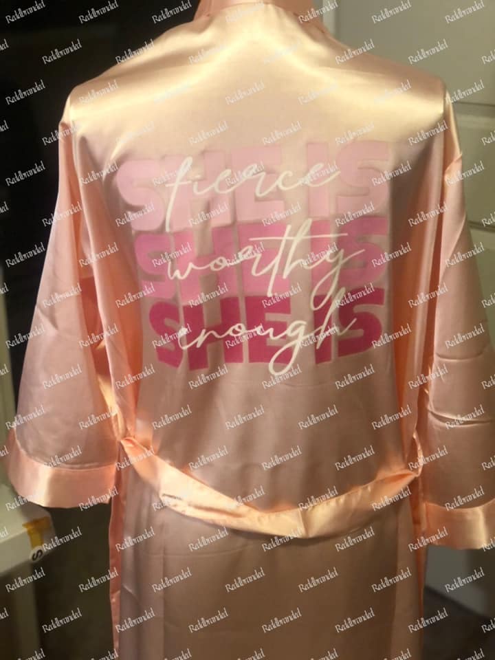 Peach Satin Robe She is