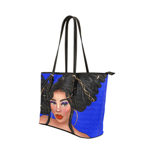 Blue Dread Girl Purse Leather Tote Bag/Large